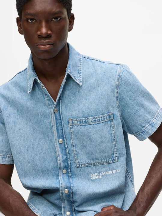 Short Sleeve Denim Shirt Blue