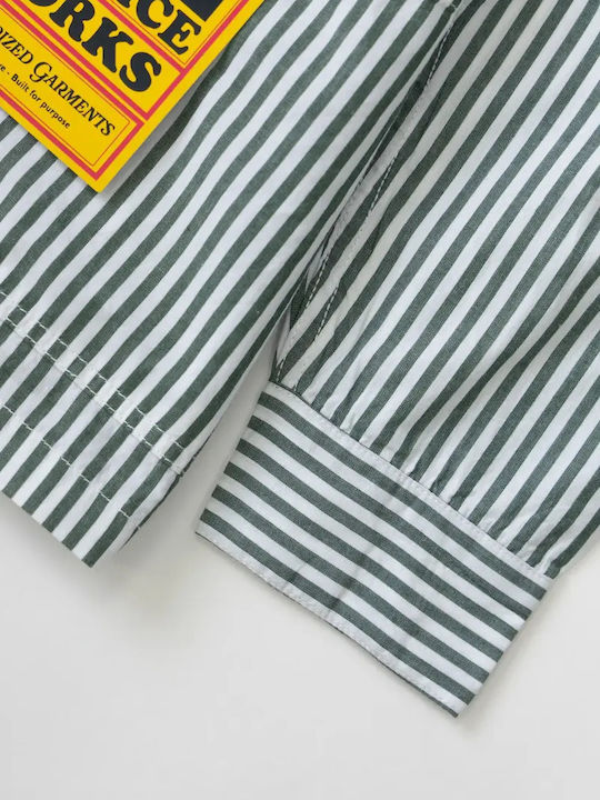 Long Sleeve Cotton Striped Shirt Forest