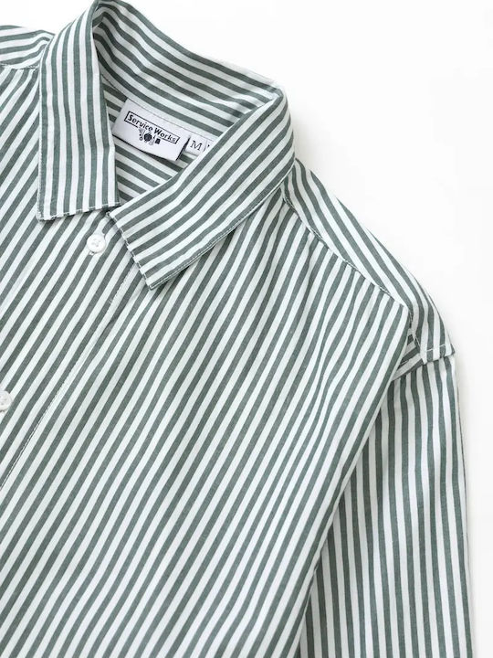 Long Sleeve Cotton Striped Shirt Forest