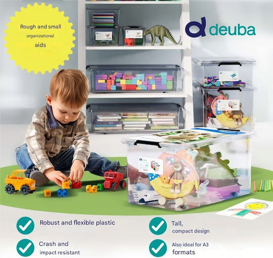 Deuba Plastic Storage Box with Wheels and Transparent Lid 60x40x35cm