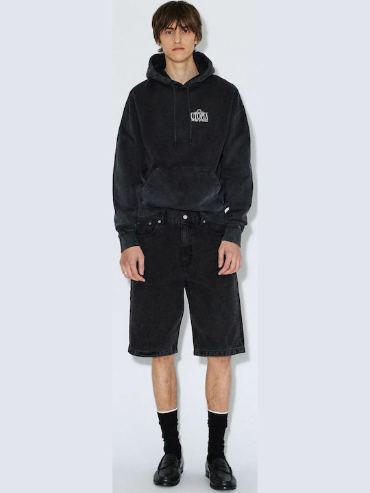 Pantaloni Scurți Bărbați Denim Uzat Negru