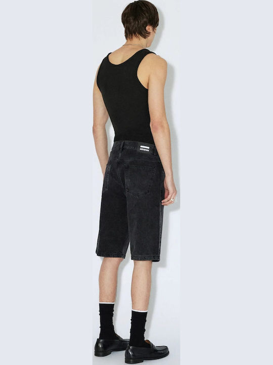 Pantaloni Scurți Bărbați Denim Uzat Negru