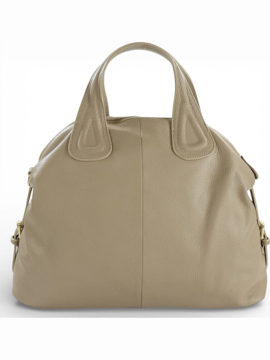 Δερμάτινη Γυναικεία Τσάντα Tote Χειρός Taupe