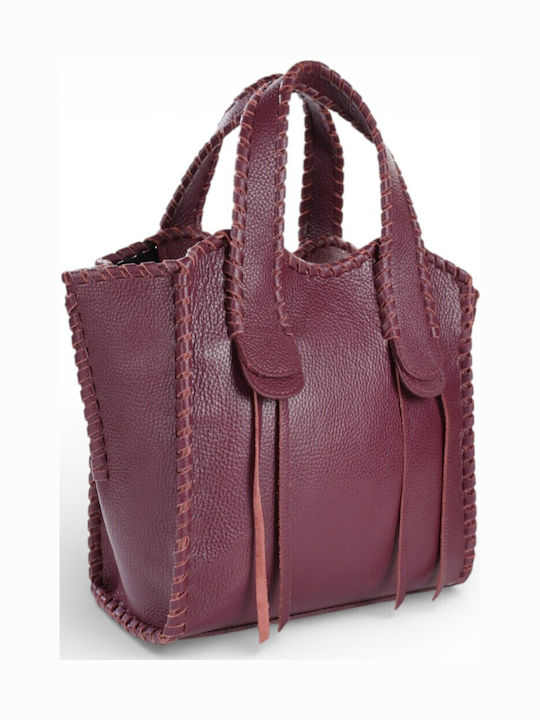 Leather Women's Tote Handbag Burgundy