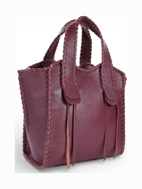 Leather Women's Tote Handbag Burgundy
