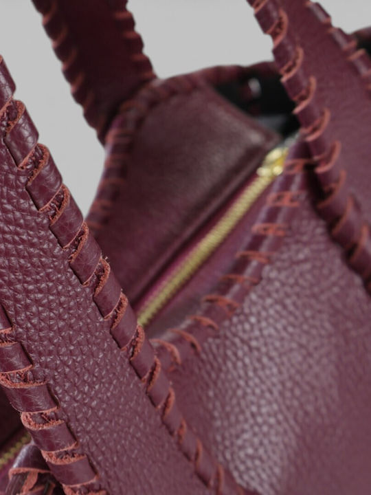 Leather Women's Tote Handbag Burgundy