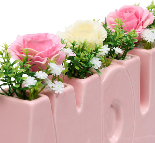 Τεχνητό Λουλούδι Γλάστρα 26εκ A-s Rose Flower 214015 Pink Κεραμικό