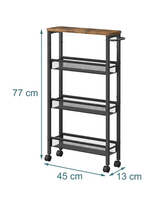 Relaxdays Troleu De Bucătărie Metalic Cu 4 Locuri Negru 45.5x13x77cm