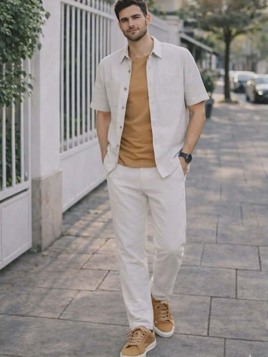 Trousers Set in Loose Fit Beige-Melange