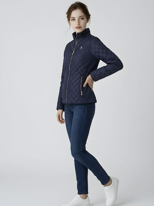 Women's Short Puffer Jacket for Winter Blue