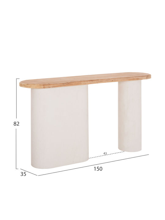 Santorini Consolă Din Lemn Alb Ușor L150xA35xÎ82cm