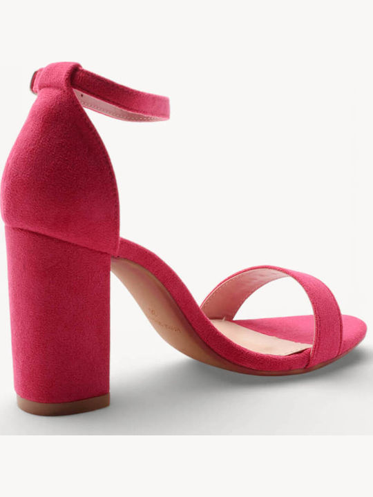 Sandale Elegante Damă Fucsia De Catifea Cu Bareta