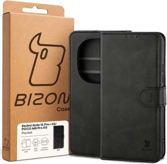 Bizon Pocket Book Din Piele Artificială / Silicon Negru (Redmi Note 15 / Poco M8)