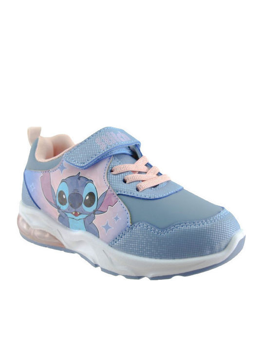 Disney Stitch Kids Sneakers with Hoop & Loop Closure Light Blue