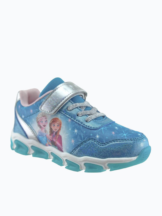 Disney Frozen Kids Sneakers with Hoop & Loop Closure and Lights Light Blue
