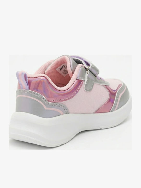 Kids Sneakers with Hoop & Loop Closure & Lights Pink