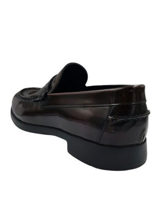 Leather Men's Moccasins in Burgundy Colour