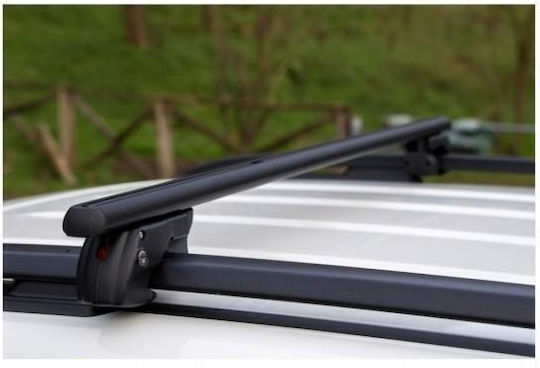 Menabo Aluminum Car Roof Bars Sherman Black 120 Cm Black Color Mitsubishi Space Wagon 5 Doors 1999>2003 Raised Rails Parallel Bars Set 2 Pieces 12280/mb Mp.12280/mb-193