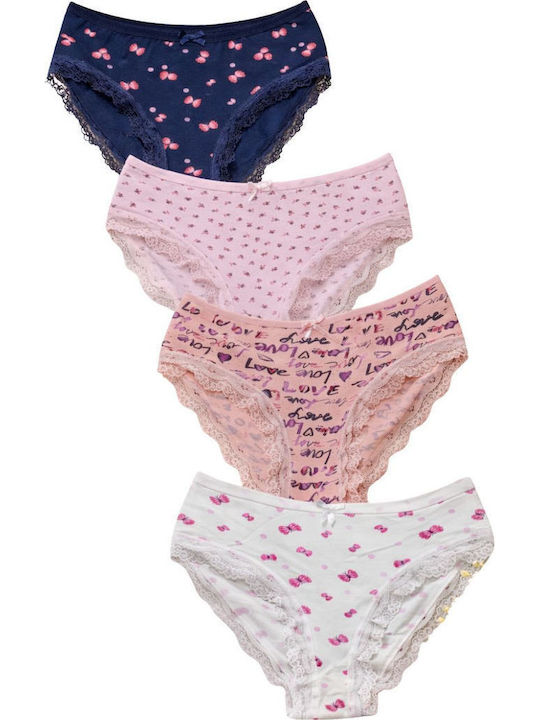 1507 Baumwoll Damen-Slips MultiPack mit Spitze Mehrfarbig