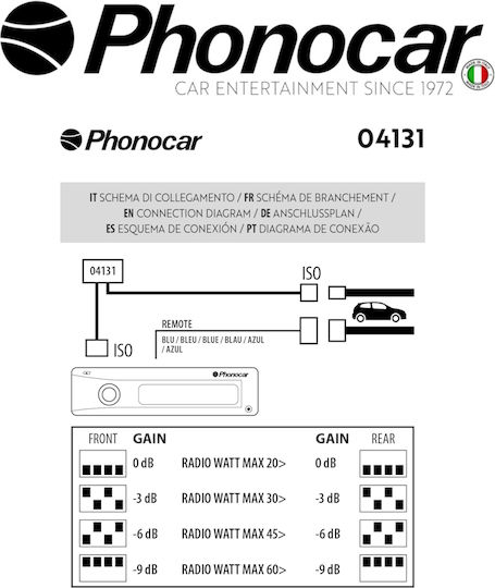 Phonocar Φίσα ISO Αυτοκινήτου Saab / Porsche / Peugeot / Nissan / Mercedes Benz / Mazda / Lancia / Bmw / Alfa Romeo