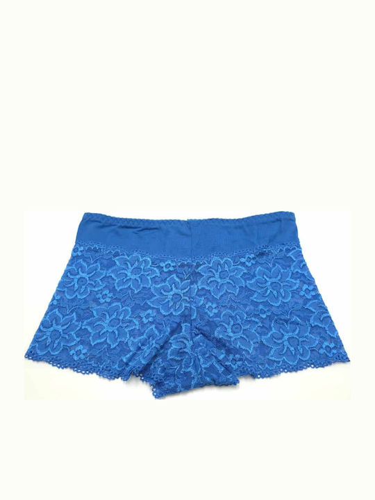 Cotton Women's Boxer with Lace Blue