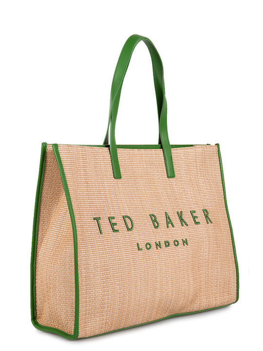 Large Icon Straw Women's Shoulder Bag Green