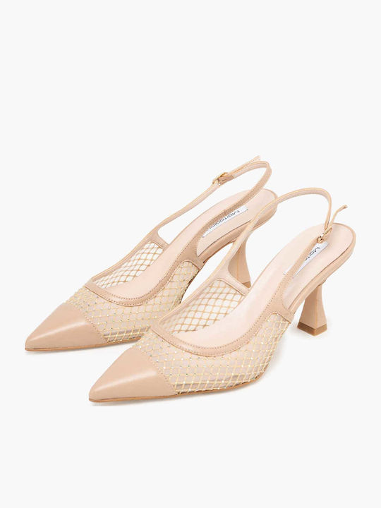 Leather Beige Heels