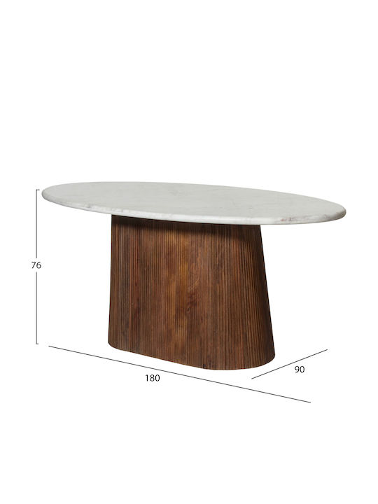 Purger Masă Sala de mese cu Suprafață de Marmură Alb 180x90x76buc