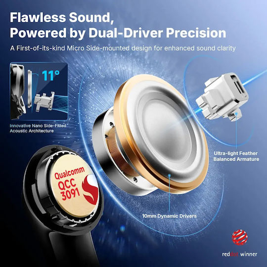 Earfun Air Pro 4+ In-ear Bluetooth Handsfree Ακουστικά με Αντοχή στον Ιδρώτα και Θήκη Φόρτισης Μαύρα