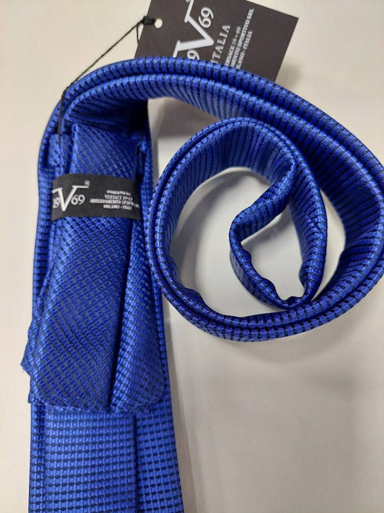 Вратовръзка Подредба Кърпичка Синя Лилава 19v69 Versace 22.33.micro Tie S24/81