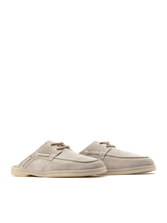 Suede Mules With High Heel In Beige Colour