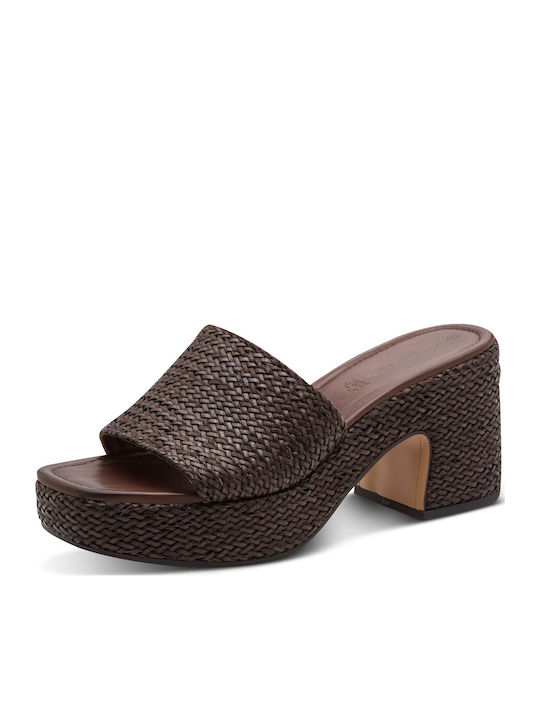 Mules With Chunky High Heel In Brown Colour