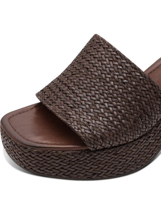 Mules With Chunky High Heel In Brown Colour