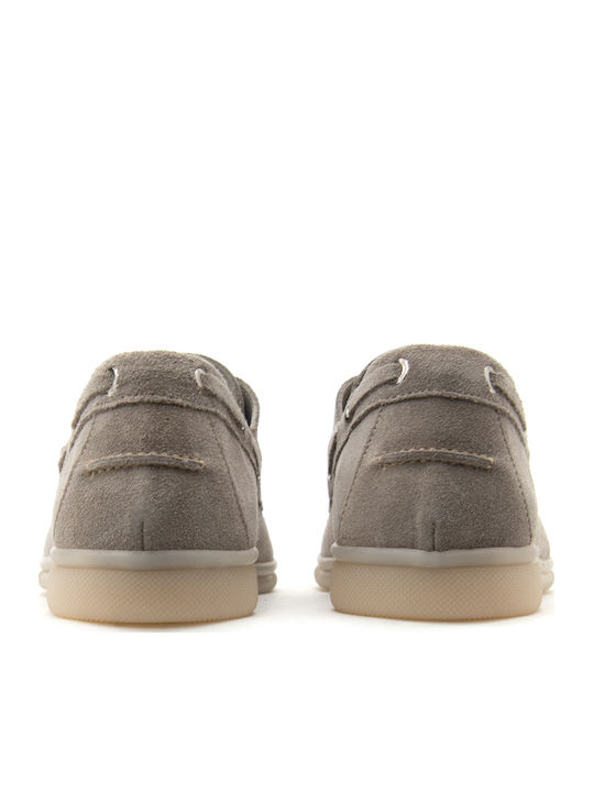 Leather Women's Boat Shoes in Gray Color