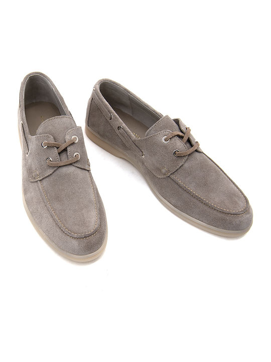 Leather Women's Boat Shoes in Gray Color