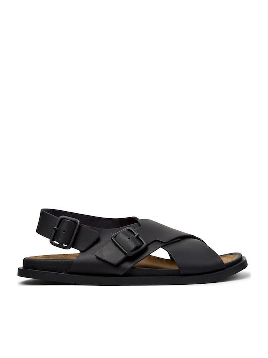 Leder Herrensandalen in Schwarz Farbe