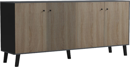 Sideboard Tuscany aus Massivholz Anthrazit 180x40x78,6cm