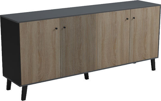 Sideboard Tuscany aus Massivholz Anthrazit 180x40x78,6cm