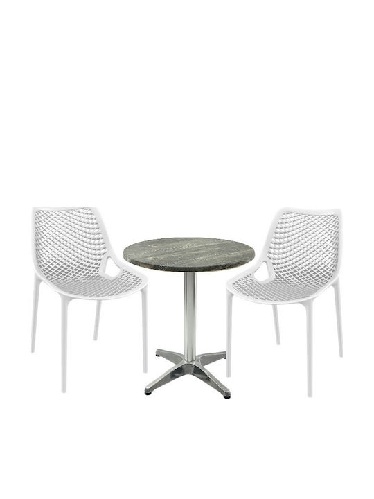 Set Sala De Mese Pentru Spații Exterioare Mici Maple 3 Piese Albe