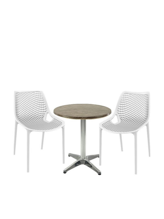 Set Sala De Mese Pentru Spații Exterioare Mici Maple 3 Piese Albe