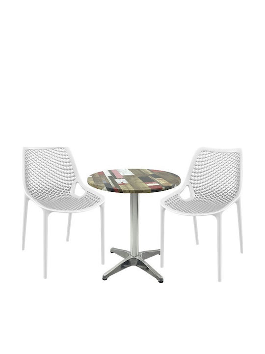 Set Sala De Mese Pentru Spații Exterioare Mici Maple 3 Piese Albe