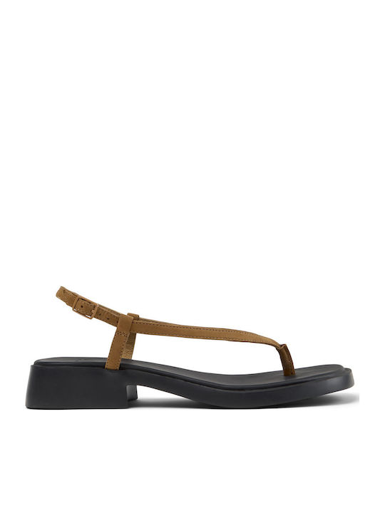 Dana Leder Flache Sandalen Für Damen Braun