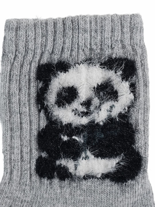 Unlu Kids' Socks Gray Panda Hugs