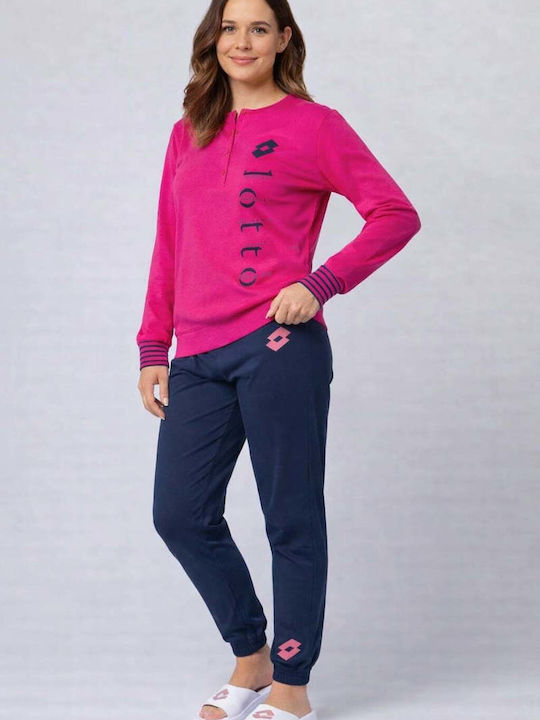 Lotto Set Pijamale Damă De Iarnă Bumbac Fucsia Lotto Set Pijamale Damă De Iarnă Bumbac Fucsia