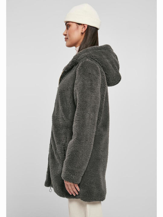 Damenmäntel Sherpa Braun Damenmantel mit Fell Details