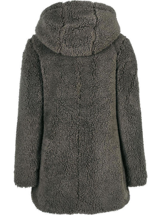 Damenmäntel Sherpa Braun Damenmantel mit Fell Details