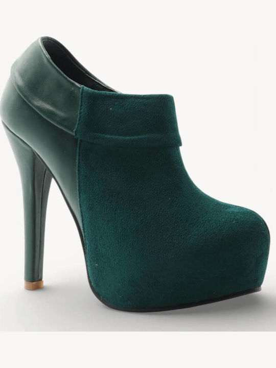 Green Ankle Boots Matte Material At The Back