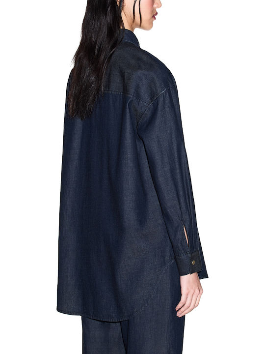 Armani Exchange Long Sleeve Women's Denim Shirt Blue