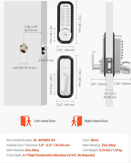 Vevor Electronic Lock in Silver Colour