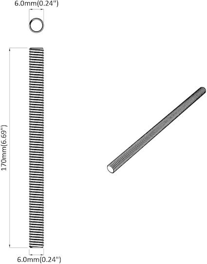 vidaXL Screw with Diameter M6 and Length 170mm 2 Pieces